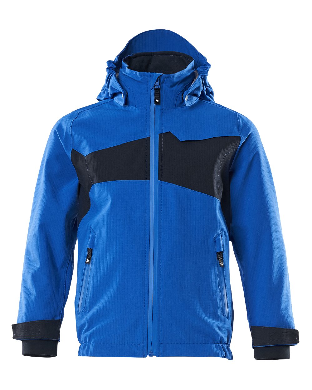 Azure Blue Dark Navy Coloured Mascot Workwear Childrens Accelerate Lightweight Outer Shell Jacket on white background