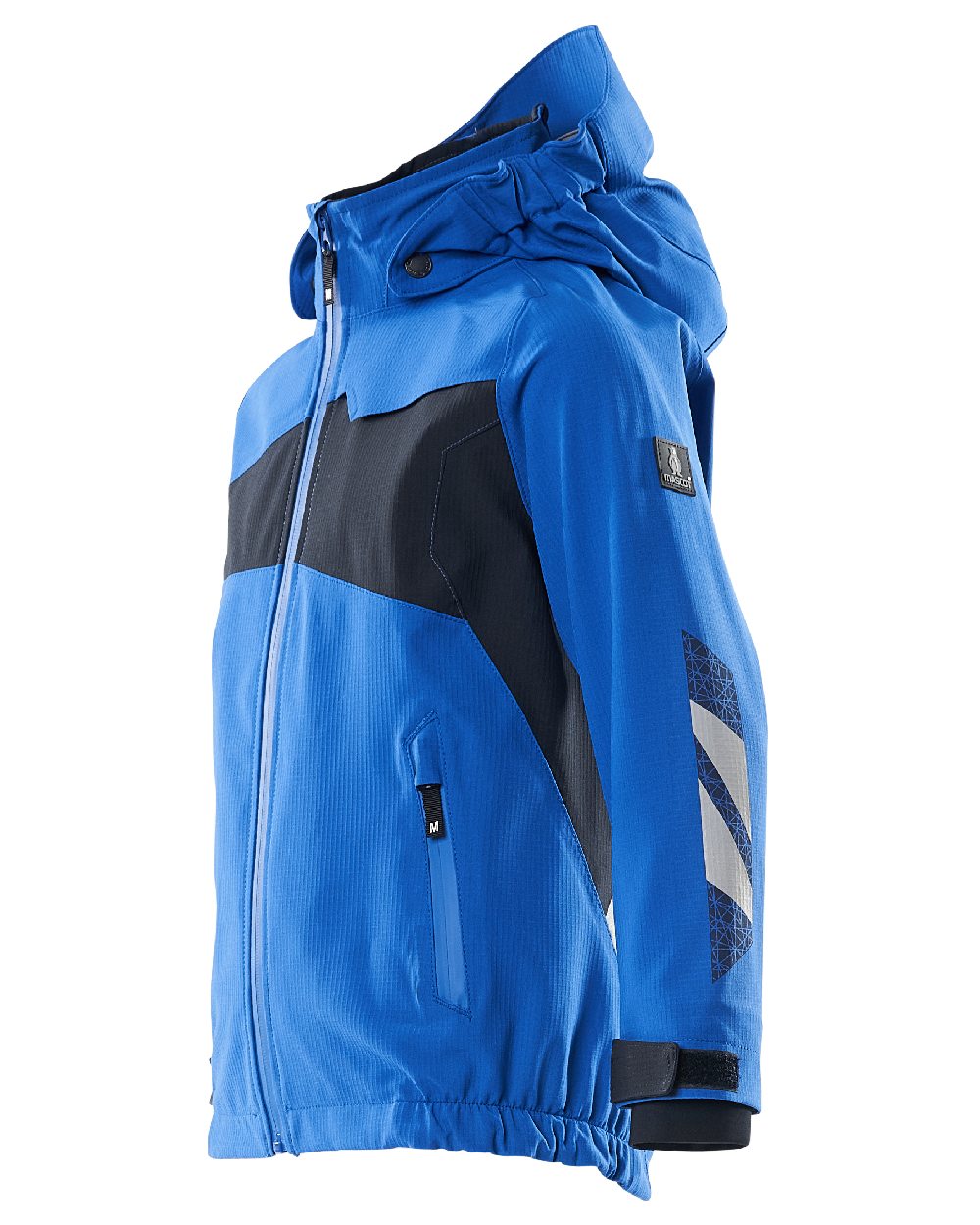 Azure Blue Dark Navy Coloured Mascot Workwear Childrens Accelerate Lightweight Outer Shell Jacket on white background 