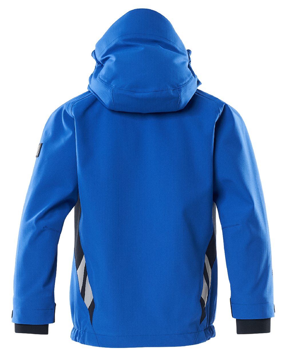 Azure Blue Dark Navy Coloured Mascot Workwear Childrens Accelerate Lightweight Outer Shell Jacket on white background 