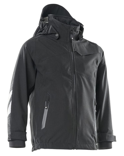Black Coloured Mascot Workwear Childrens Accelerate Lightweight Outer Shell Jacket on white background 