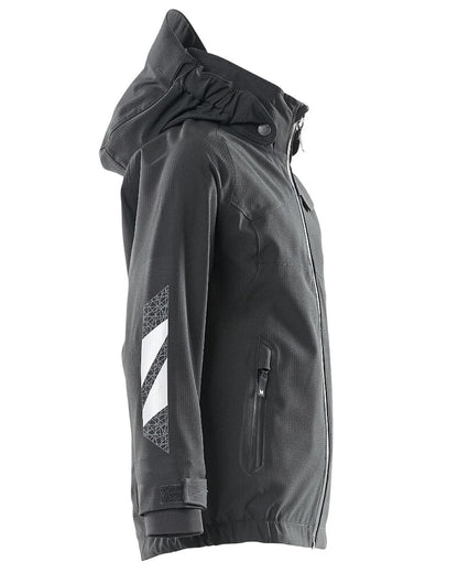 Black Coloured Mascot Workwear Childrens Accelerate Lightweight Outer Shell Jacket on white background 