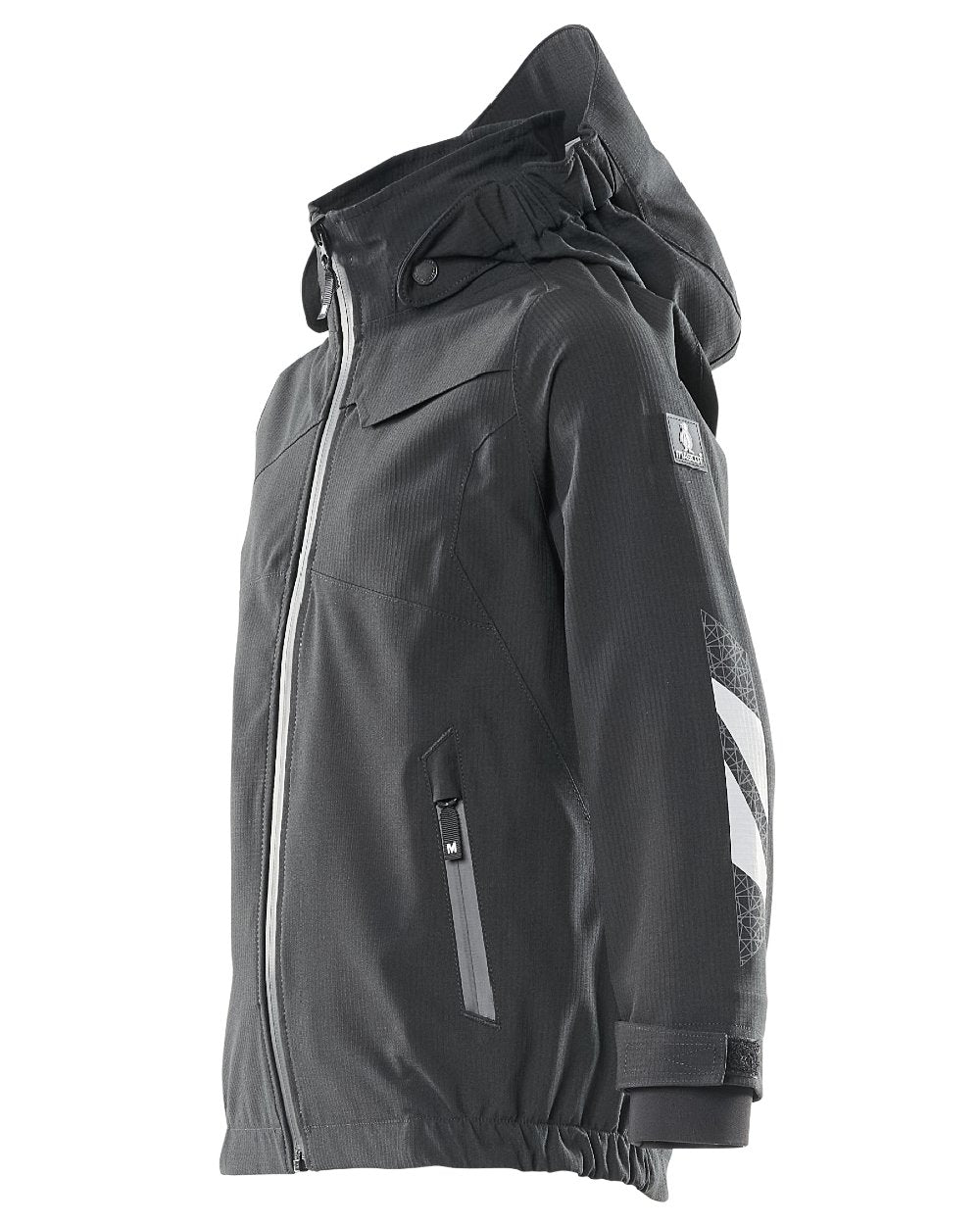 Black Coloured Mascot Workwear Childrens Accelerate Lightweight Outer Shell Jacket on white background 