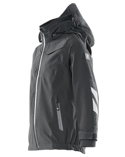 Black Coloured Mascot Workwear Childrens Accelerate Lightweight Outer Shell Jacket on white background 