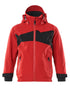 Traffic Red Black Coloured Mascot Workwear Childrens Accelerate Lightweight Outer Shell Jacket on white background 