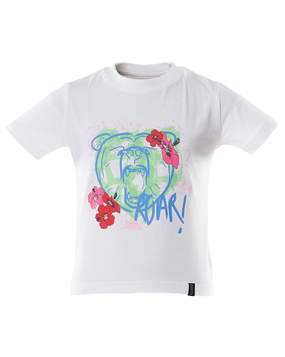 White Coloured Mascot Workwear Childrens Accelerate Print T-Shirt on white background