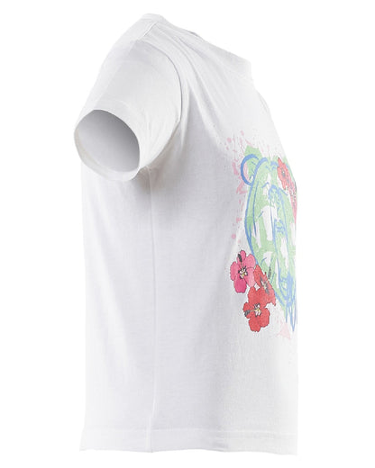 White Coloured Mascot Workwear Childrens Accelerate Print T-Shirt on white background 