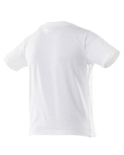 White Coloured Mascot Workwear Childrens Accelerate Print T-Shirt on white background 