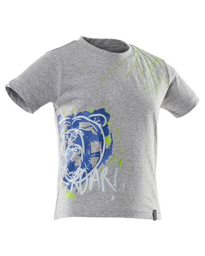 Grey Flecked Coloured Mascot Workwear Childrens Accelerate T-Shirt on white background 