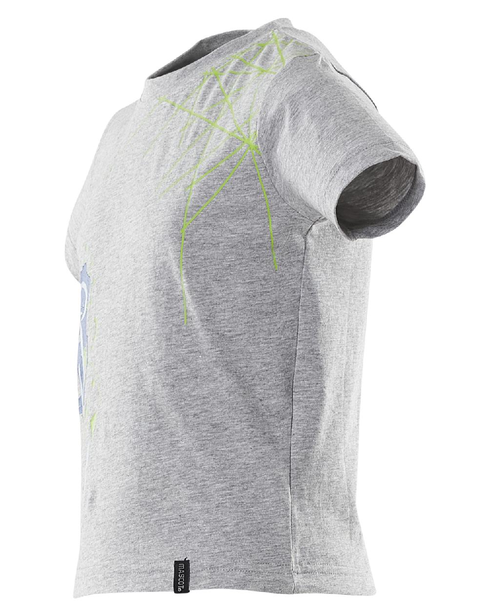 Grey Flecked Coloured Mascot Workwear Childrens Accelerate T-Shirt on white background 
