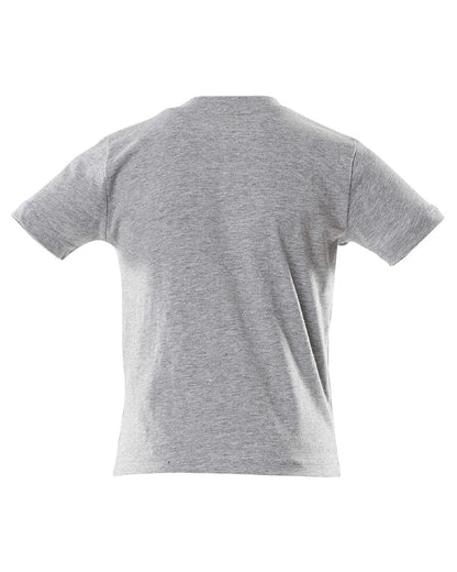 Grey Flecked Coloured Mascot Workwear Childrens Accelerate T-Shirt on white background 