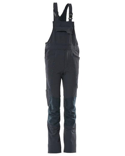 Dark Navy Coloured Mascot Workwear Childrens Accelerate Ultimate Stretch Bib &amp; Brace on white background 
