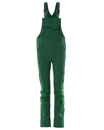 Green Coloured Mascot Workwear Childrens Accelerate Ultimate Stretch Bib &amp; Brace on white background 