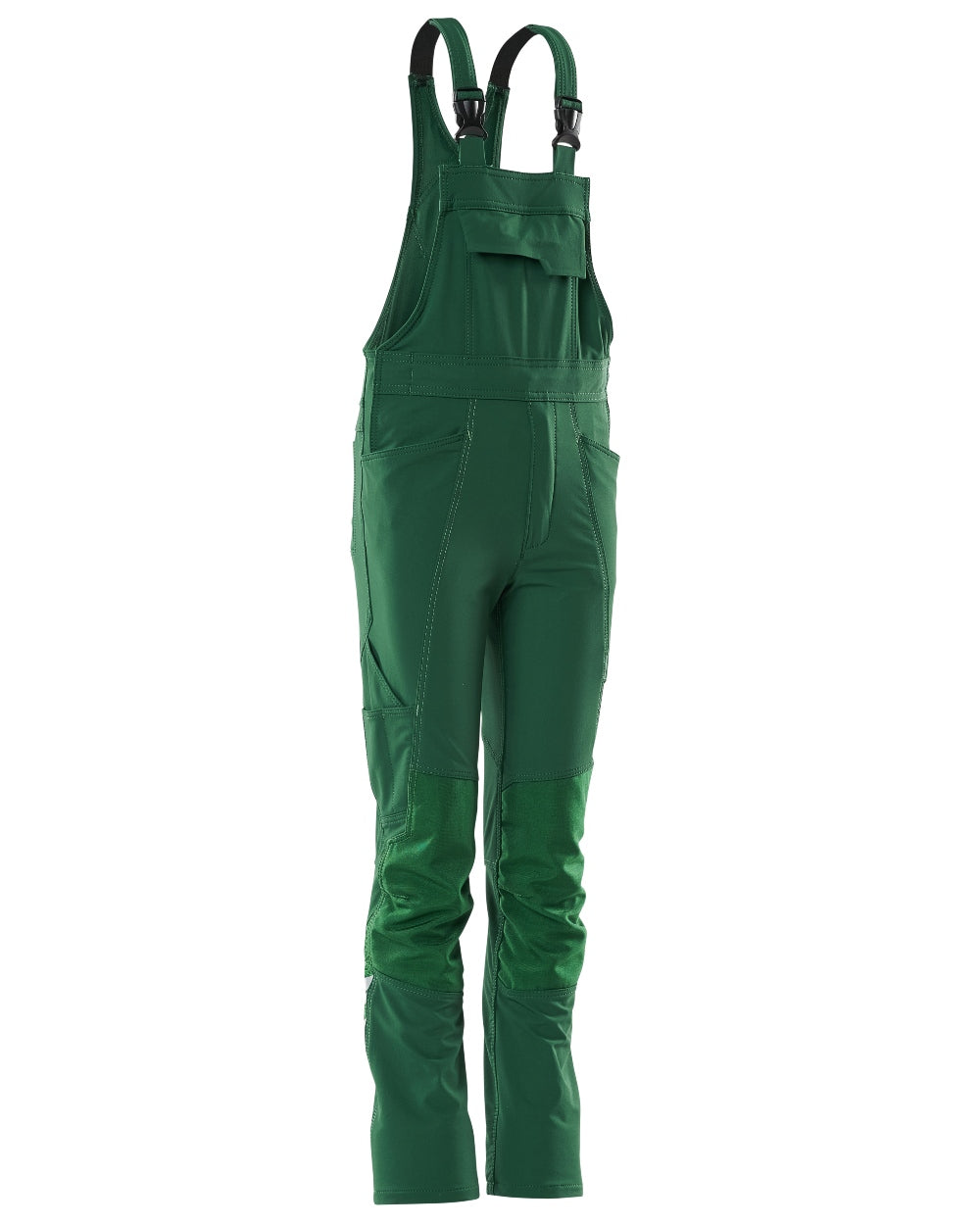 Green Coloured Mascot Workwear Childrens Accelerate Ultimate Stretch Bib &amp; Brace on white background 