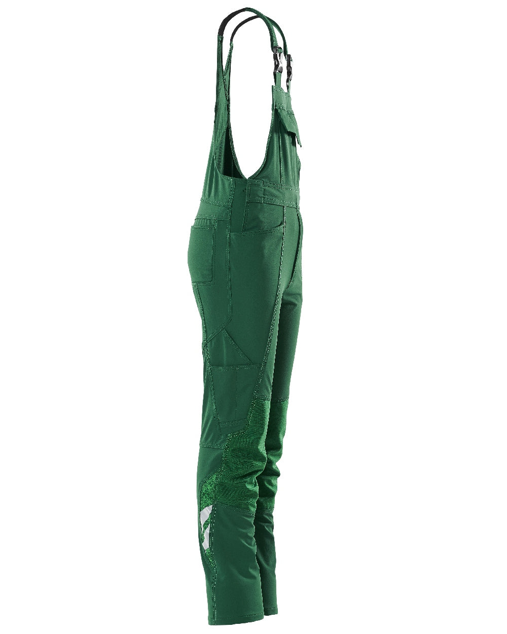 Green Coloured Mascot Workwear Childrens Accelerate Ultimate Stretch Bib &amp; Brace on white background 