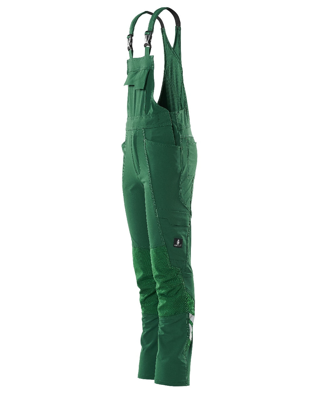 Green Coloured Mascot Workwear Childrens Accelerate Ultimate Stretch Bib &amp; Brace on white background 
