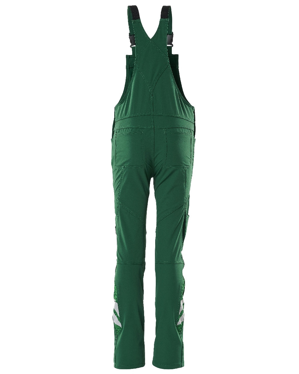 Green Coloured Mascot Workwear Childrens Accelerate Ultimate Stretch Bib &amp; Brace on white background 