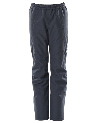 Dark Navy Coloured Mascot Workwear Childrens Accelerate Waterproof Over Trousers on white background 