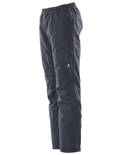Dark Navy Coloured Mascot Workwear Childrens Accelerate Waterproof Over Trousers on white background 