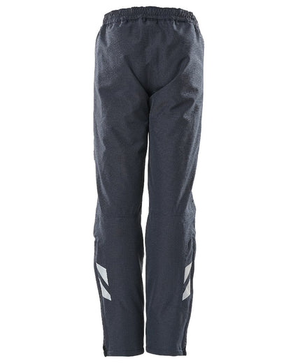 Dark Navy Coloured Mascot Workwear Childrens Accelerate Waterproof Over Trousers on white background 