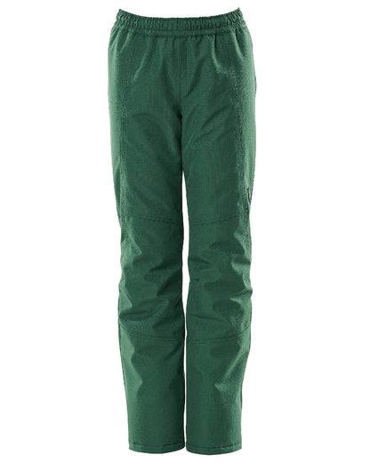 Green Coloured Mascot Workwear Childrens Accelerate Waterproof Over Trousers on white background 