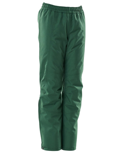 Green Coloured Mascot Workwear Childrens Accelerate Waterproof Over Trousers on white background 