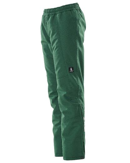 Green Coloured Mascot Workwear Childrens Accelerate Waterproof Over Trousers on white background 