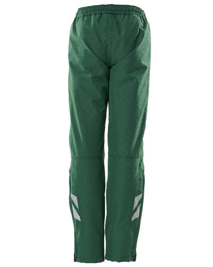 Green Coloured Mascot Workwear Childrens Accelerate Waterproof Over Trousers on white background 