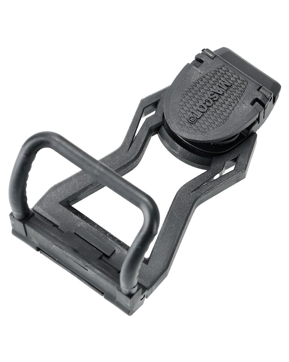 Black Coloured Mascot Workwear Customized Click System Foldable Hammer Holder on white background 