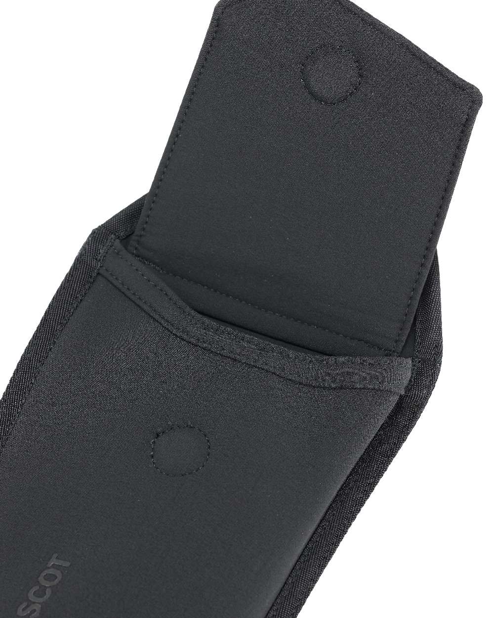 Black Coloured Mascot Workwear Customized Click System Phone Pocket on white background 