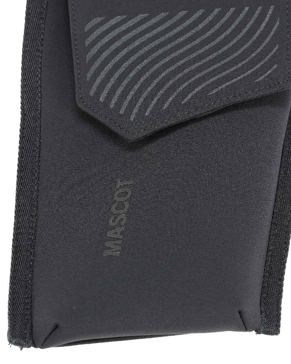 Black Coloured Mascot Workwear Customized Click System Phone Pocket on white background 