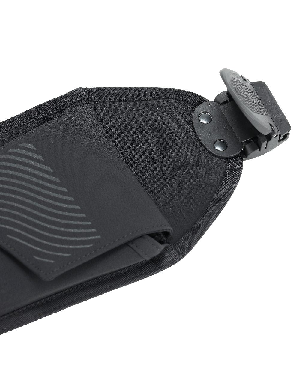 Black Coloured Mascot Workwear Customized Click System Phone Pocket on white background 