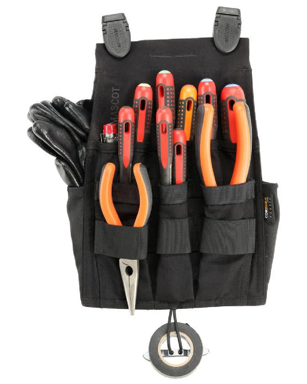 Black Coloured Mascot Workwear Customized Electrician Holster Pocket on white background 
