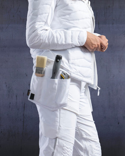 White Coloured Mascot Workwear Customized Set of Two Painter Holster Pockets on indoor background 