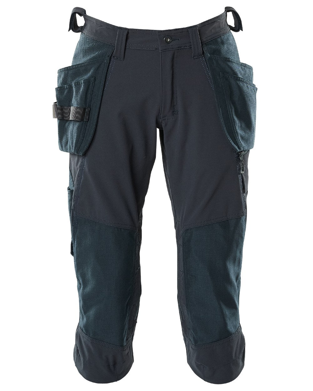 Dark Navy Coloured Mascot Workwear Mens Accelerate 3/4 Length Trousers With Holster Pockets on white background 