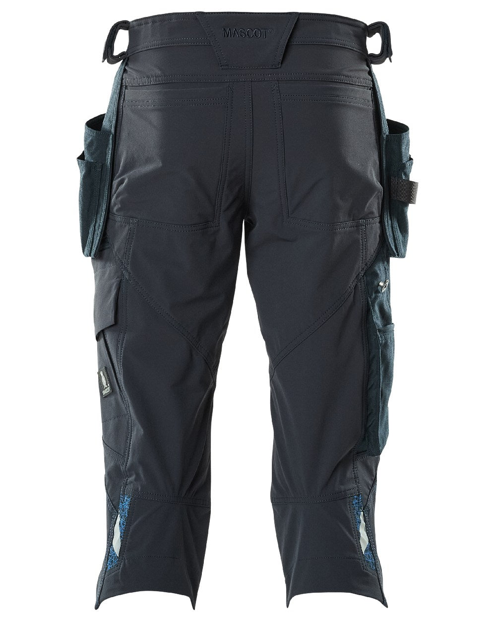 Dark Navy Coloured Mascot Workwear Mens Accelerate 3/4 Length Trousers With Holster Pockets on white background 