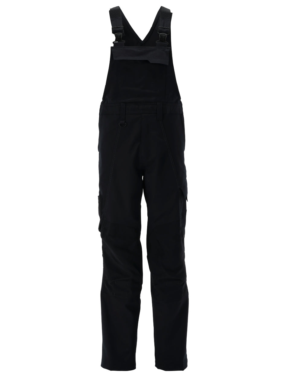 Black Coloured Mascot Workwear Mens Accelerate Bib &amp; Brace With Kneepad Pockets on white background 