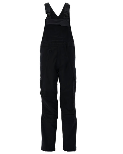 Black Coloured Mascot Workwear Mens Accelerate Bib &amp; Brace With Kneepad Pockets on white background 