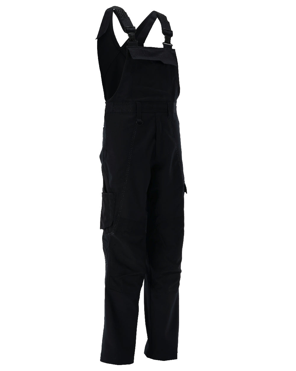 Black Coloured Mascot Workwear Mens Accelerate Bib &amp; Brace With Kneepad Pockets on white background 