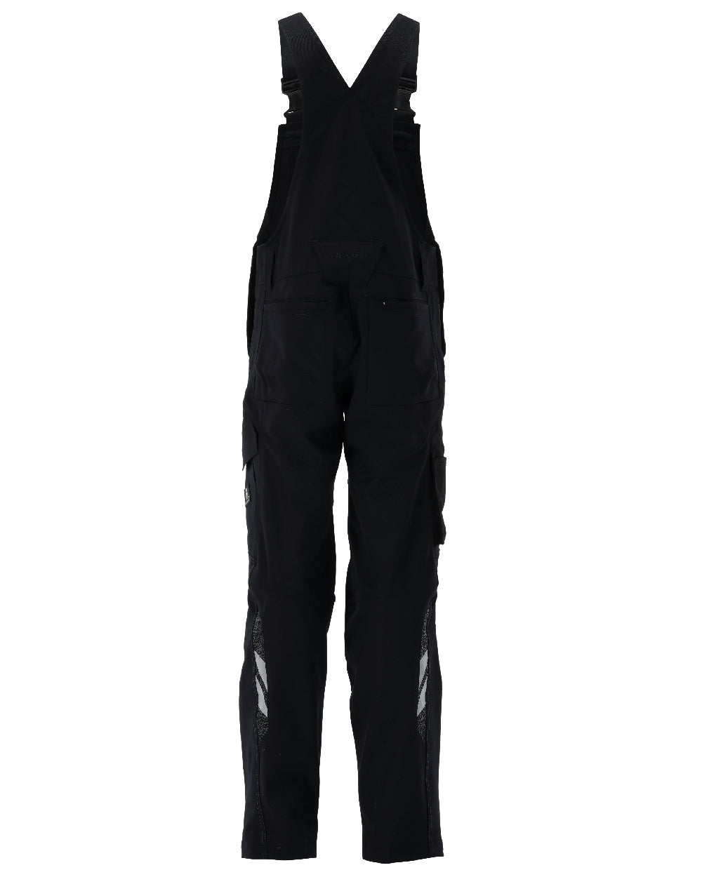 Black Coloured Mascot Workwear Mens Accelerate Bib &amp; Brace With Kneepad Pockets on white background 