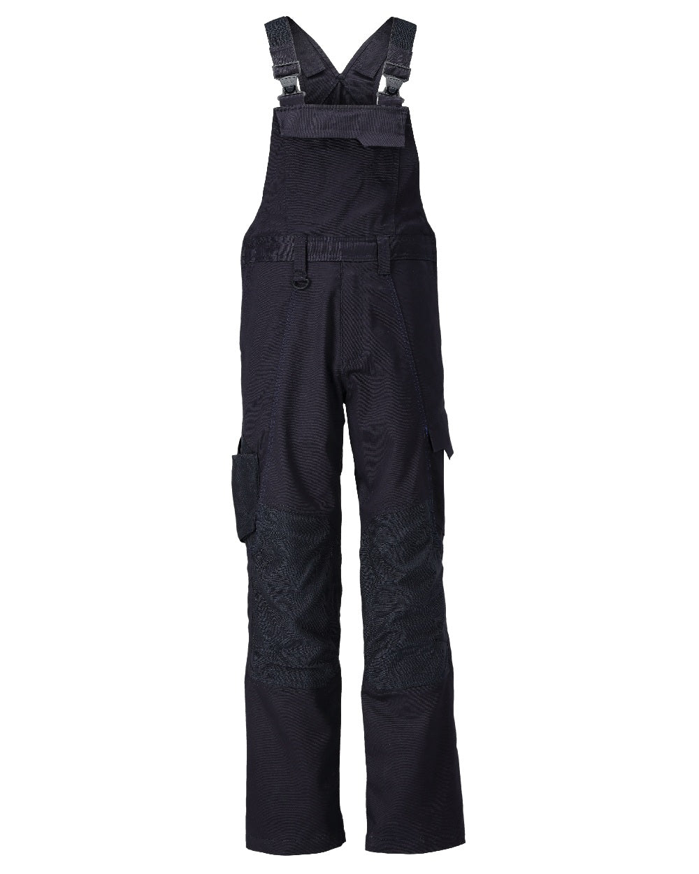 Dark Navy Coloured Mascot Workwear Mens Accelerate Bib &amp; Brace With Kneepad Pockets on white background 