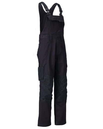 Dark Navy Coloured Mascot Workwear Mens Accelerate Bib &amp; Brace With Kneepad Pockets on white background 