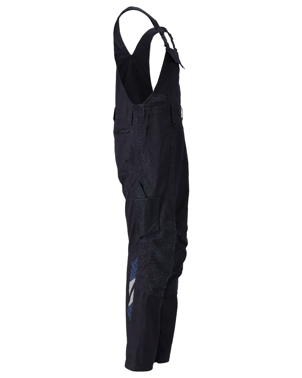 Dark Navy Coloured Mascot Workwear Mens Accelerate Bib &amp; Brace With Kneepad Pockets on white background 