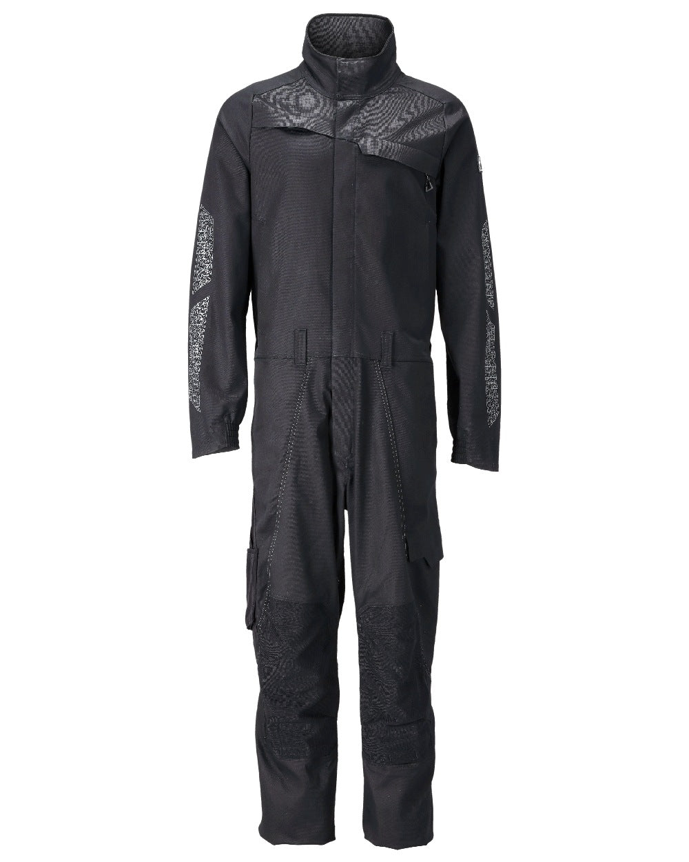 Black Coloured Mascot Workwear Mens Accelerate Boilersuit With Kneepad Pockets on white background