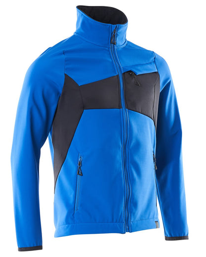 Azure Blue Dark Navy Coloured Mascot Workwear Mens Accelerate Breathable Softshell Jacket on white background 
