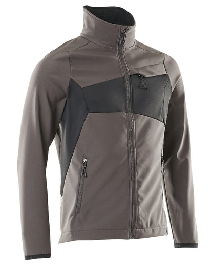 Dark Anthracite Black Coloured Mascot Workwear Mens Accelerate Breathable Softshell Jacket on white background 