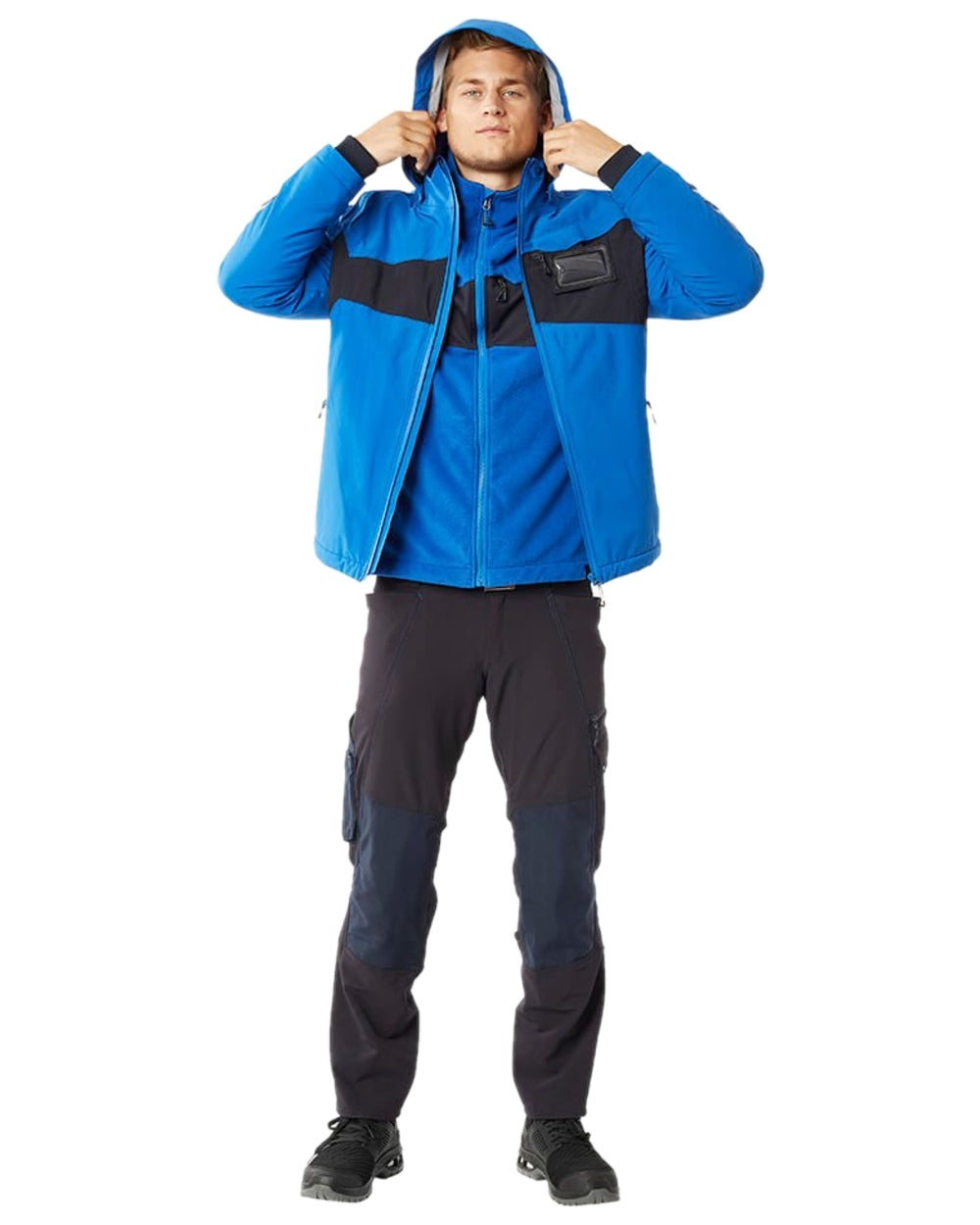 Azure Blue Dark Navy Coloured Mascot Workwear Mens Accelerate Breathable Winter Jacket on white background 