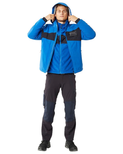 Azure Blue Dark Navy Coloured Mascot Workwear Mens Accelerate Breathable Winter Jacket on white background 