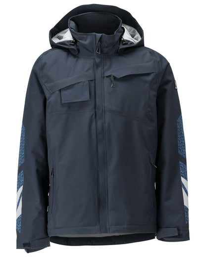 Dark Navy Coloured Mascot Workwear Mens Accelerate Breathable Winter Jacket on white background 
