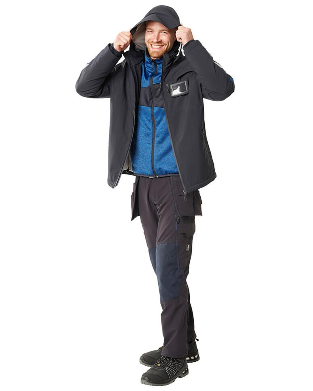 Dark Navy Coloured Mascot Workwear Mens Accelerate Breathable Winter Jacket on white background 