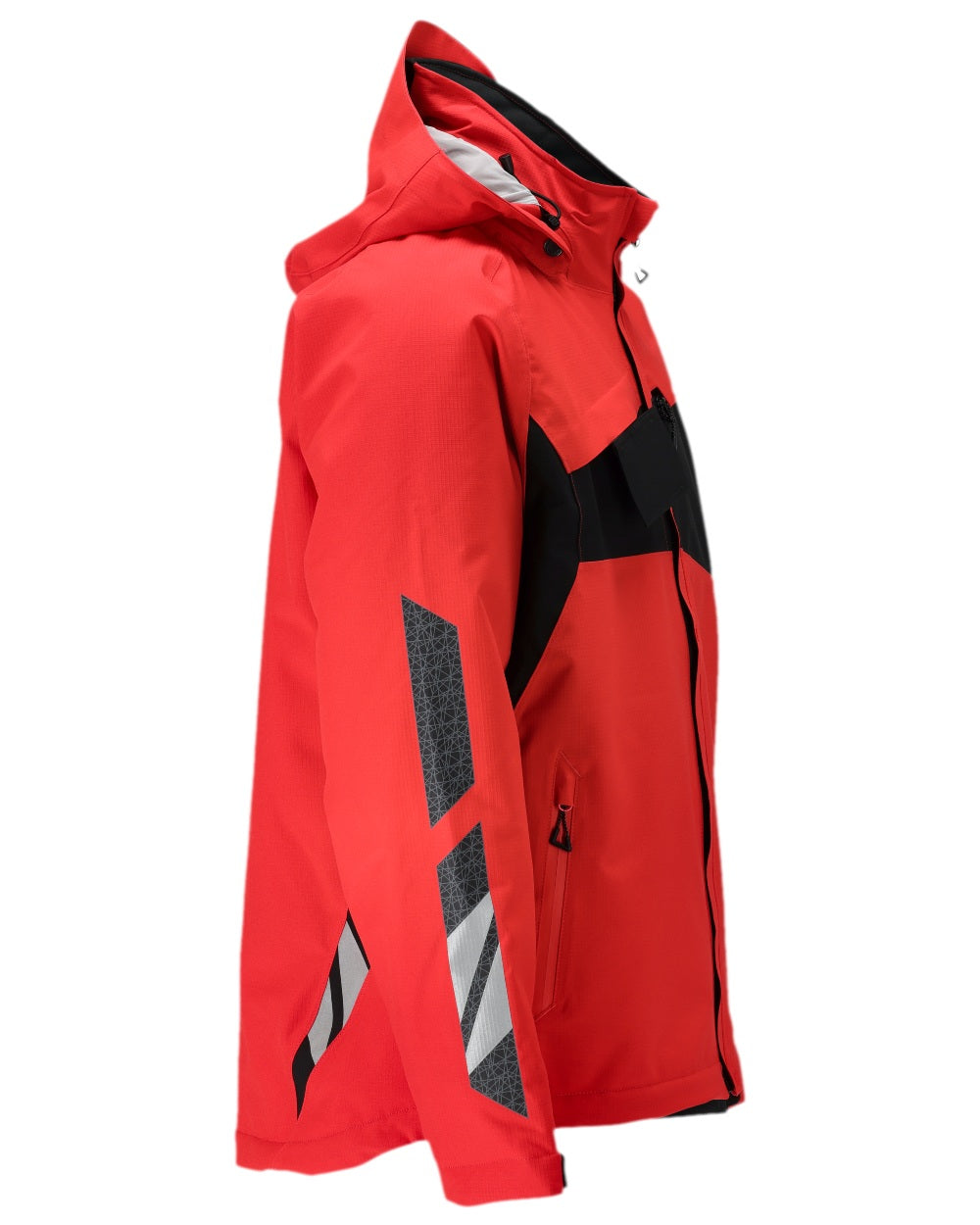 Traffic Red Black Coloured Mascot Workwear Mens Accelerate Breathable Winter Jacket on white background 